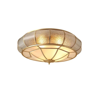 Classic Retro Ceiling Light with Glass & Brass Finish
