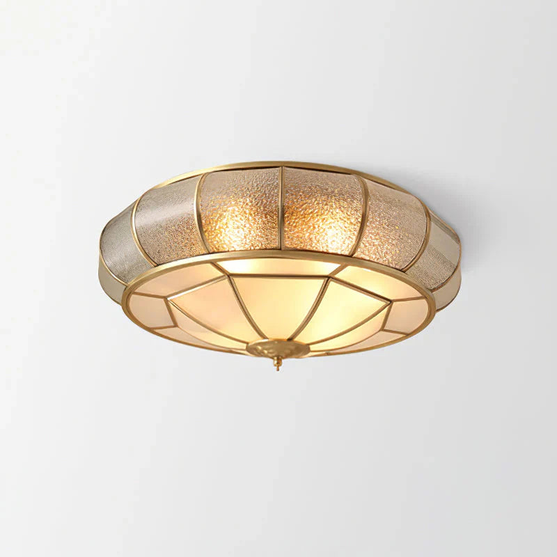 Classic Retro Ceiling Light with Glass & Brass Finish