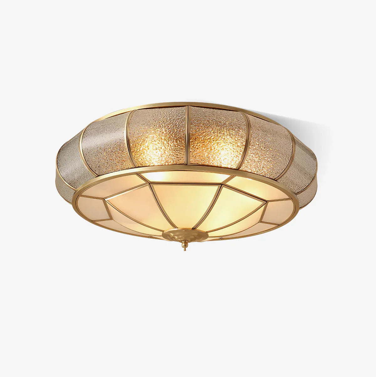 Classic Retro Ceiling Light with Glass & Brass Finish