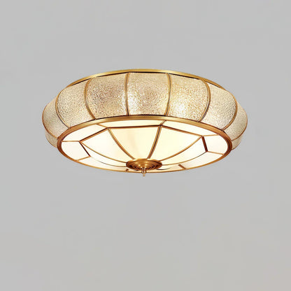 Classic Retro Ceiling Light with Glass & Brass Finish