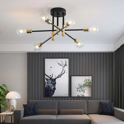 Industrial Ceiling Light with 6 Round Lamp Holders