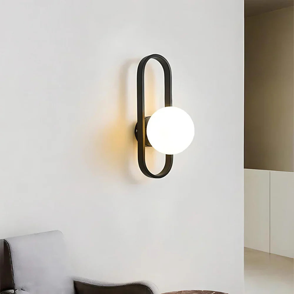 Modern Wall Light with Frosted Glass Globe