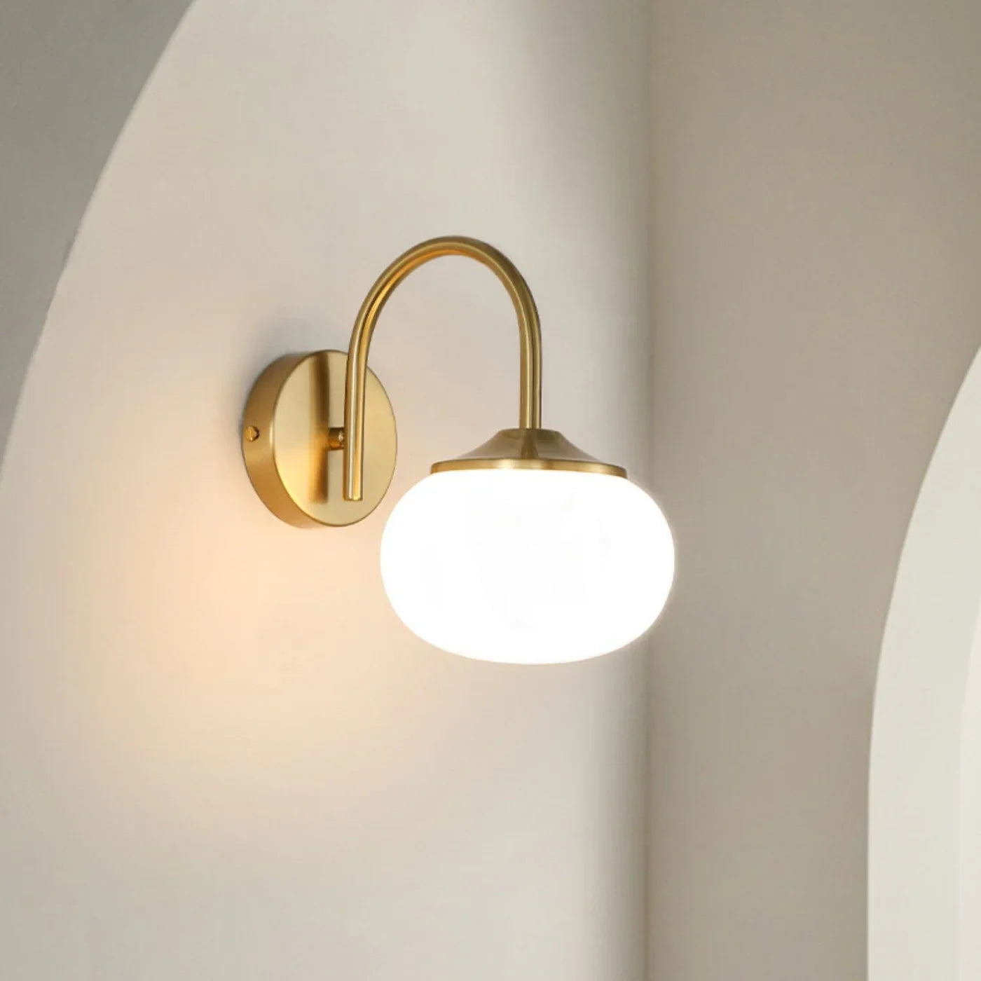 Wall Light with Glass Shade and Brass Finish