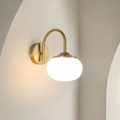 Wall Light with Glass Shade and Brass Finish