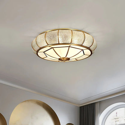 Classic Retro Ceiling Light with Glass & Brass Finish