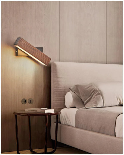 Adjustable Wooden LED Wall Light – Modern Reading Lamp