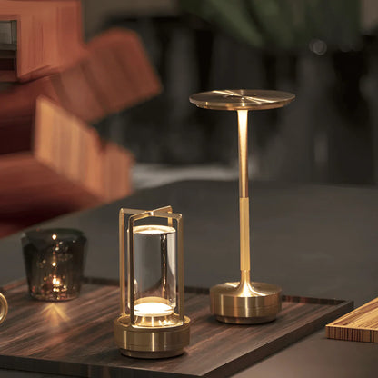 Elegant LED Table Lamp – Metal, USB Rechargeable, Modern Design