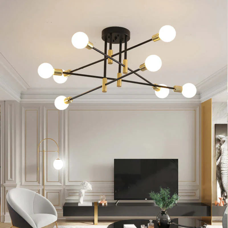Industrial Ceiling Light with 6 Round Lamp Holders