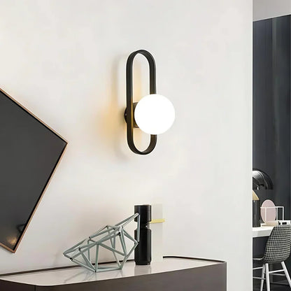 Modern Wall Light with Frosted Glass Globe