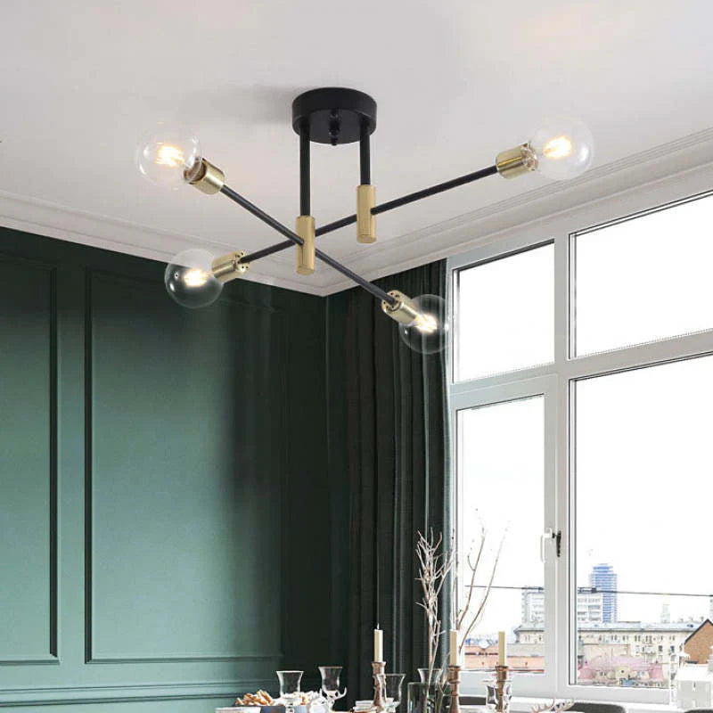 Industrial Ceiling Light with 6 Round Lamp Holders