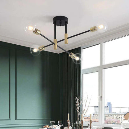 Industrial Ceiling Light with 6 Round Lamp Holders