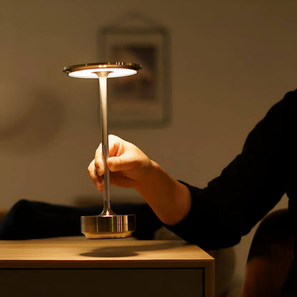 Elegant LED Table Lamp – Metal, USB Rechargeable, Modern Design