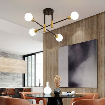 Industrial Ceiling Light with 6 Round Lamp Holders