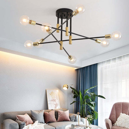 Industrial Ceiling Light with 6 Round Lamp Holders