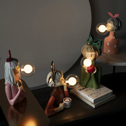 Girl with Balloon Decorative LED Figure Lamp