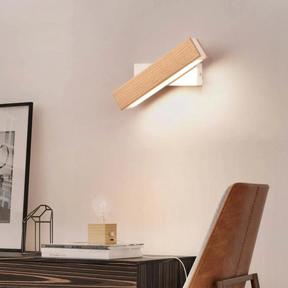 Adjustable Wooden LED Wall Light – Modern Reading Lamp