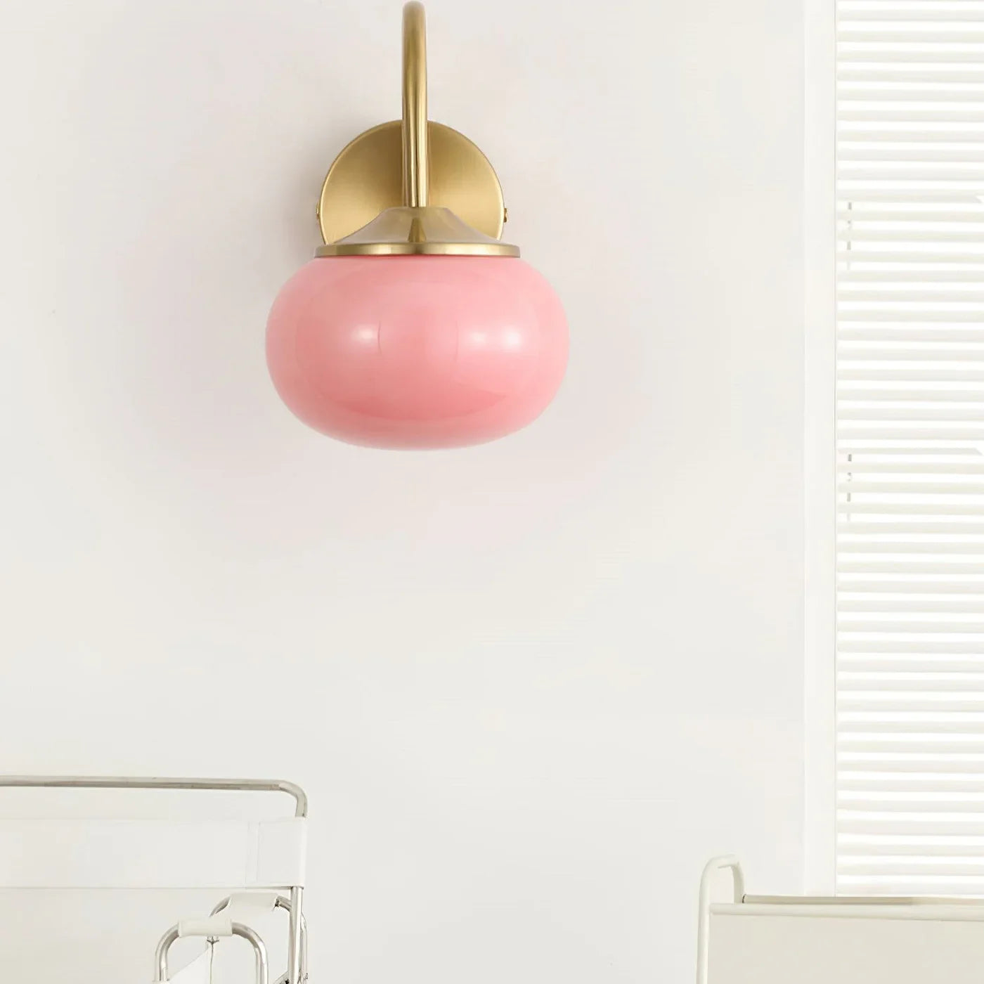 Wall Light with Glass Shade and Brass Finish