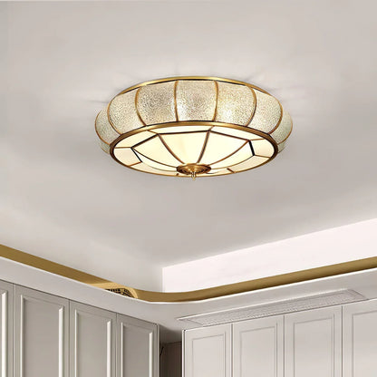Classic Retro Ceiling Light with Glass & Brass Finish
