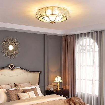 Classic Retro Ceiling Light with Glass & Brass Finish