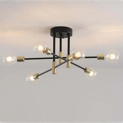 Industrial Ceiling Light with 6 Round Lamp Holders