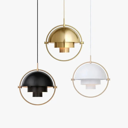 Designer Pendant Light with Metal Shade and Decorative Ring