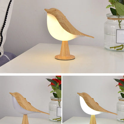 LED Bird Table Lamp – Decorative Night Light with Wood Effect