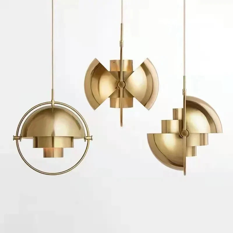 Designer Pendant Light with Metal Shade and Decorative Ring
