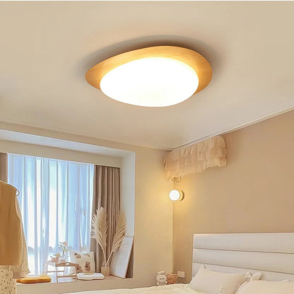 Modern LED Ceiling Light with Wooden Accent