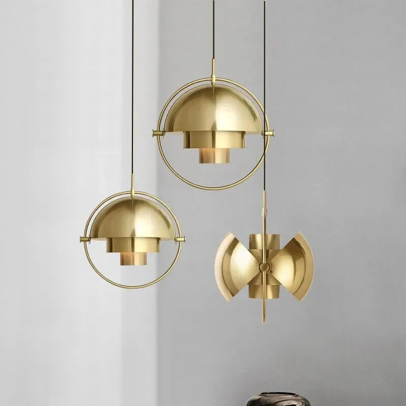 Designer Pendant Light with Metal Shade and Decorative Ring