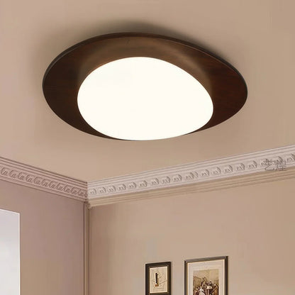 Modern LED Ceiling Light with Wooden Accent