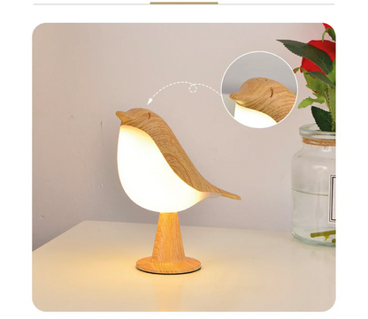 LED Bird Table Lamp – Decorative Night Light with Wood Effect