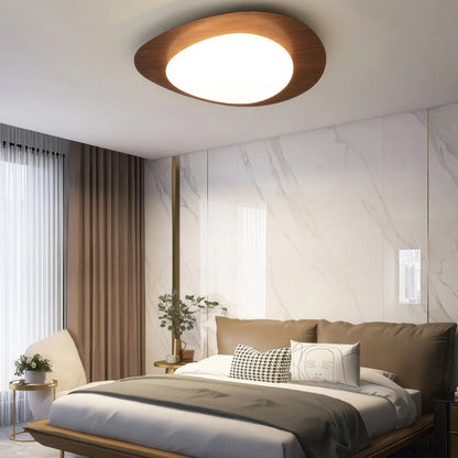 Modern LED Ceiling Light with Wooden Accent