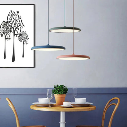 Modern Ultra-Slim LED Pendant Light – Minimalist Disc Design for Dining Room or Living Room