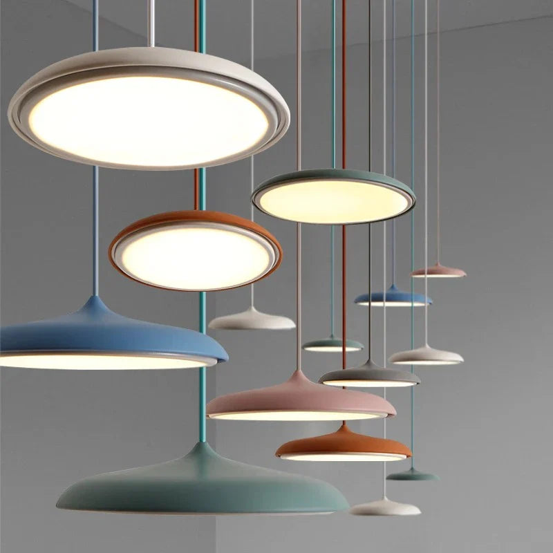 Modern Ultra-Slim LED Pendant Light – Minimalist Disc Design for Dining Room or Living Room