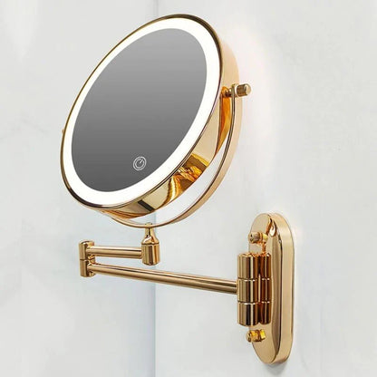 Wall-Mounted LED Makeup Mirror with Magnification