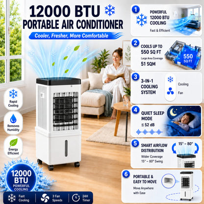 Portable Evaporative Air Conditioner Cooler with Water Tank