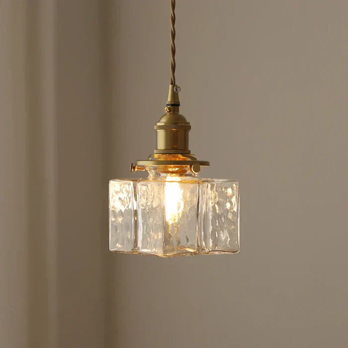 Vintage Glass Pendant Lights with Brass Finish