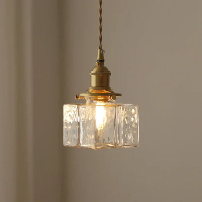 Vintage Glass Pendant Lights with Brass Finish