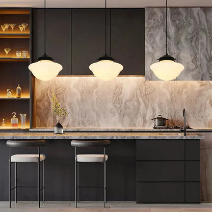 Geometric Pendant Lamp with Opal White Glass – Vintage Style