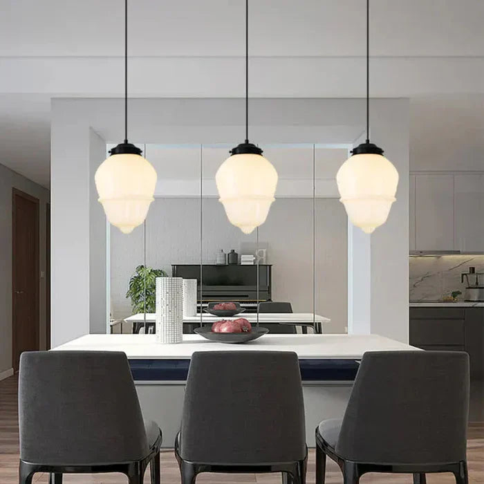 Geometric Pendant Lamp with Opal White Glass – Vintage Style