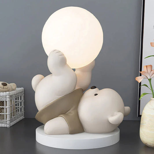 LED Bear Night Light with Glowing Orb – Decorative Table Lamp for Children's Rooms