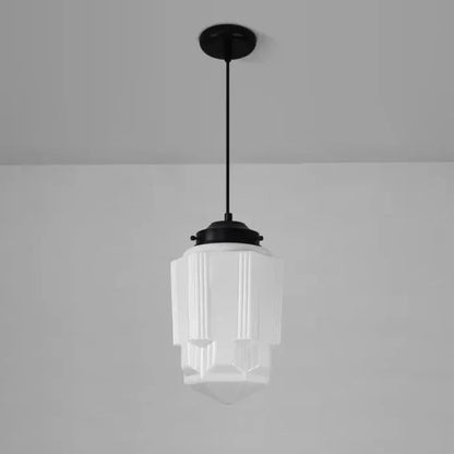 Geometric Pendant Lamp with Opal White Glass – Vintage Style