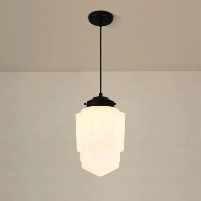 Geometric Pendant Lamp with Opal White Glass – Vintage Style