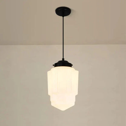 Geometric Pendant Lamp with Opal White Glass – Vintage Style