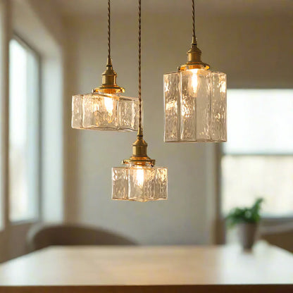 Vintage Glass Pendant Lights with Brass Finish
