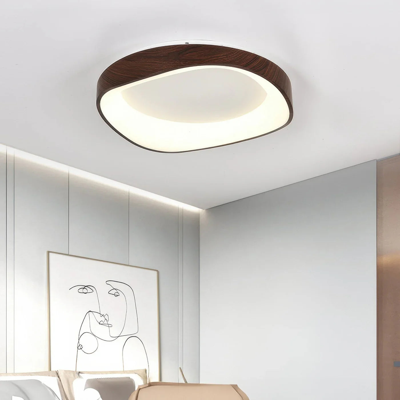 Scandinavian LED Ceiling Light – Modern Surface-Mounted Lamp with Wood Effect