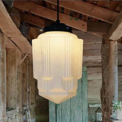 Geometric Pendant Lamp with Opal White Glass – Vintage Style