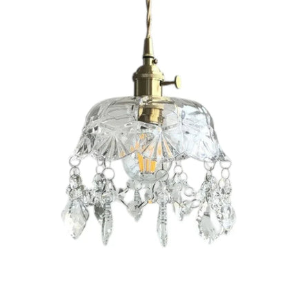 Retro Crystal Glass Pendant Light with Brass Finish