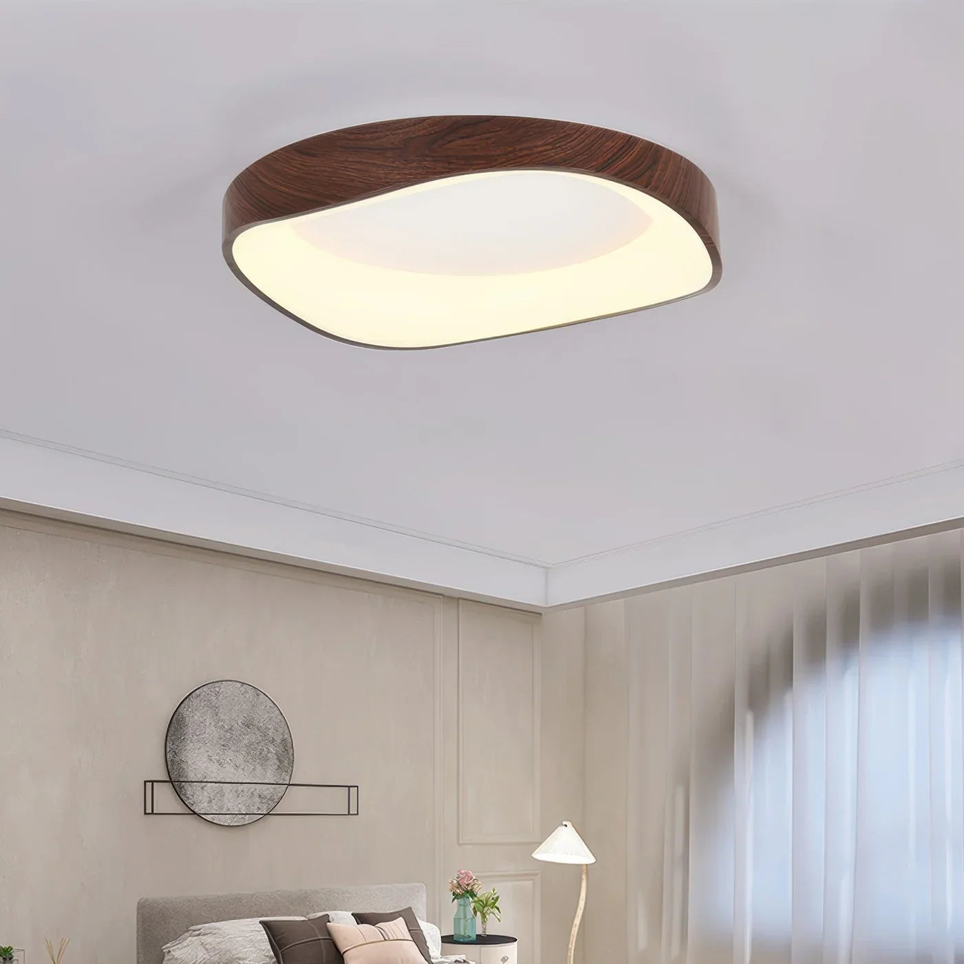 Scandinavian LED Ceiling Light – Modern Surface-Mounted Lamp with Wood Effect