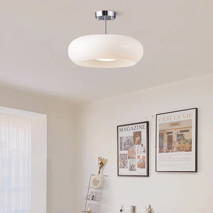 Vintage Semi-Flush Ceiling Light with Orange Dome Shade